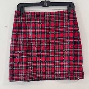 Vineyard Vines Red Tartan Plaid Sequin Skirt Size 4